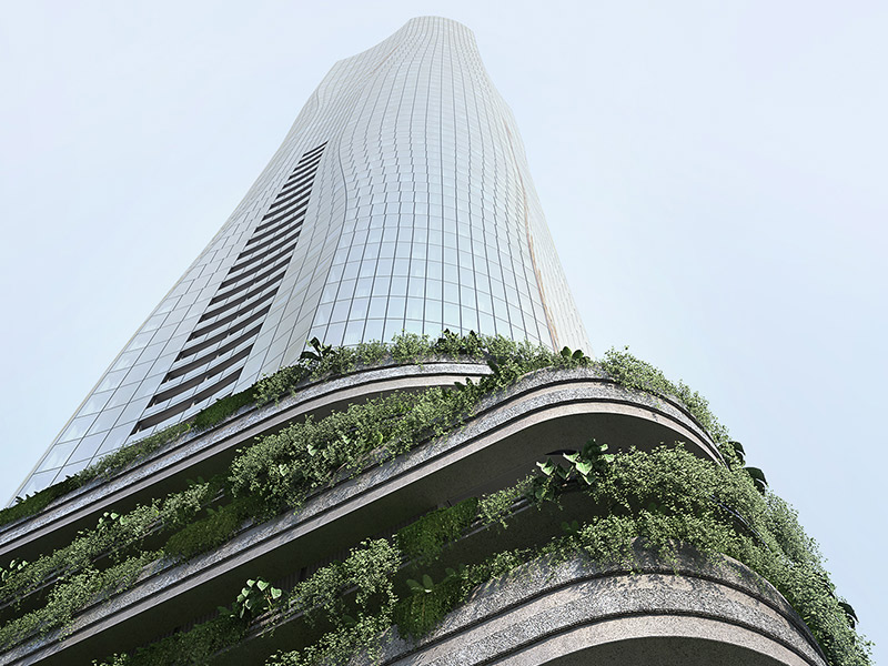 Aspire Melbourne exterior facade featuring green wall